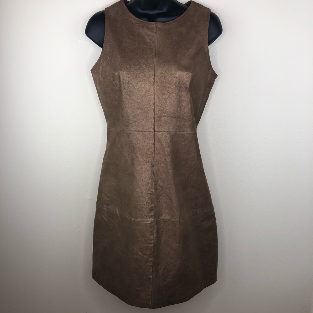 Belle Badgley Mischka Gold Leather Dress- Size 2/4